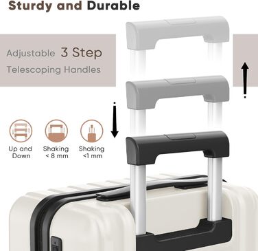 Набір валіз Showkoo з трьох частин (M, L, XL) з жорстким корпусом, розширюваний, легкий, з полікарбонату, білий. З TSA замком та 360° колесами.