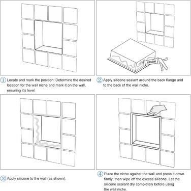 KINKIBOS Wall Niche Shower Stainless Steel, No Tiles Required, Recessed Shower Niche 30 x 30 x 10 cm, Shower Niche Single Shelf Storage