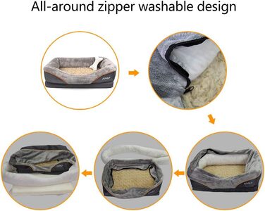 JOYELF XLarge Memory Foam Dog Bed Orthopedic Dog Bed & Sofa with Removable Washable Cover and Squeaky Toy as a Gift (L 68 x W 50 x H 15 cm)