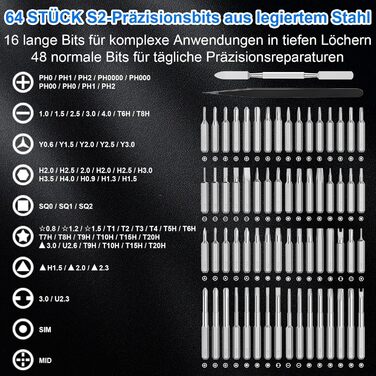 Набір викруток преміум-класу 74 в 1 з магнітними бітами для ремонту iPhone, ноутбуків, окулярів та годинників