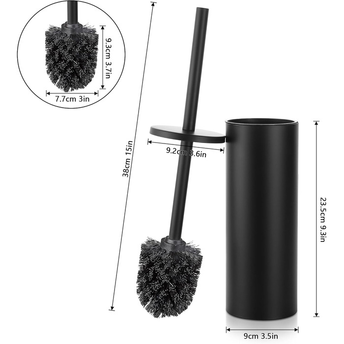 Набір для чищення унітазу Fiisayl: щітка та тримач з нержавіючої сталі, чорний колір