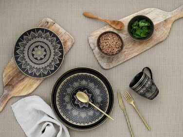 CreaTable Набір посуду MANDALA GOLD - чорний, 16 частин, кераміка, для дому, в духовку та мийку