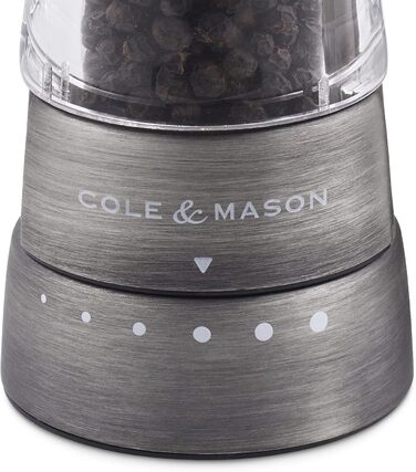 Cole & Mason H332028 Derwent Titan Salt and Pepper Mill, 2-Piece Set, Manual, Stainless Steel/Acrylic, 190mm, Precision+, Gift Set