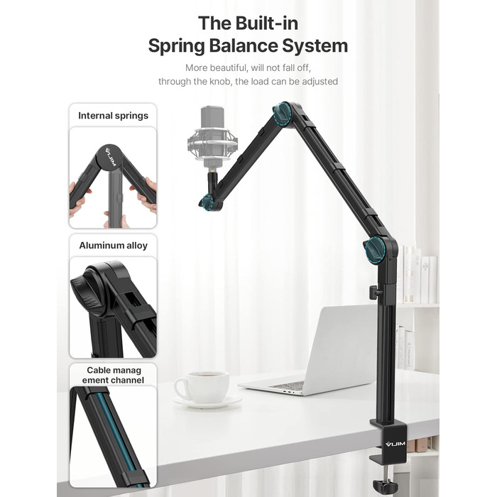 Тримач для мікрофона ULANZI LS24 - професійний, міцний, для студії, стрімінгу, подкастів, broadcast, з адаптерами 3/8' та 5/8'