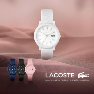 Аналоговий кварцовий годинник Lacoste 12.12 унісекс із силіконовим ремінцем Petit Piqué, спортивний стиль
