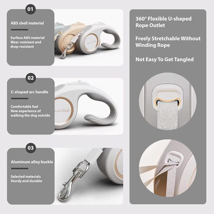 Відтягуваний поводок для собак - сучасний 5-метровий рулетка для собак малих та середніх порід (до 50 кг) - новий дизайн 2024 року