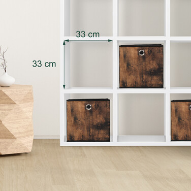 Relaxdays Fabric Storage Boxes with Wood-Look Design, 6-Piece Set
