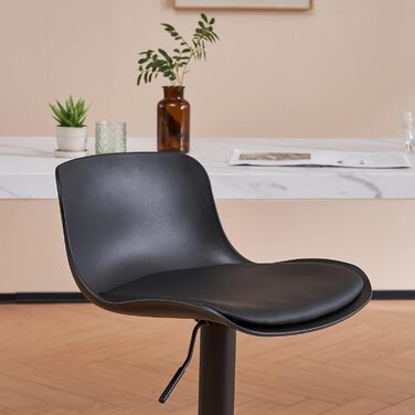YOUNIKE Adjustable Bar Stools Set of 2 - Black Faux Leather Kitchen Bar Chairs with Backrest & Swivel - High Counter Stools for Kitchen Bar
