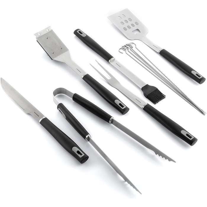 Набір грилю InnovaGoods 12 шт. з нержавіючої сталі, аксесуари для гриля, чорний, сталь