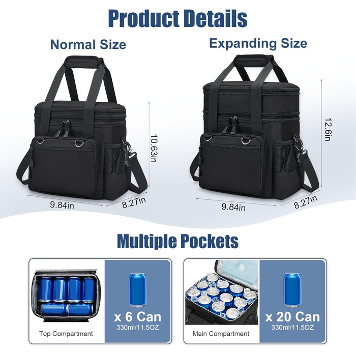 Тактична ланч-торбинка HSHRISH: велика, ізольована, водонепроникна, 15L, чорний камуфляж