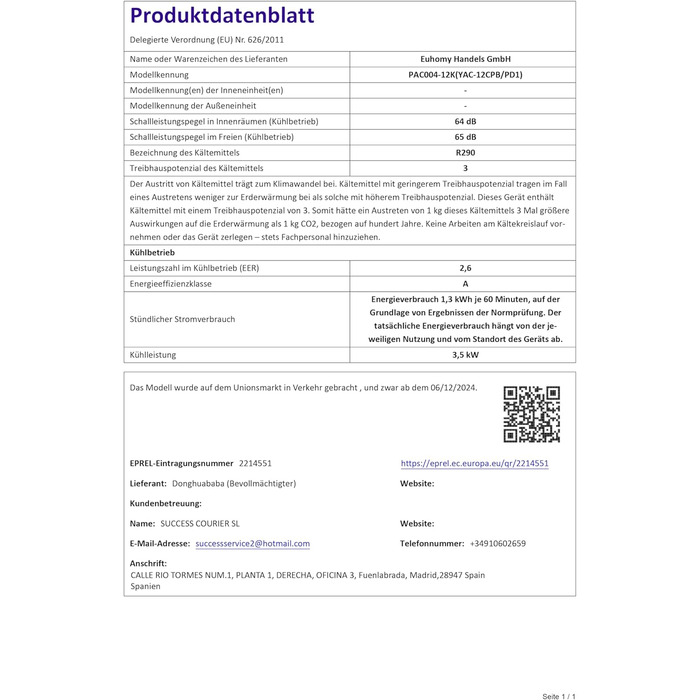 Мобільний кондиціонер 9000 BTU з вихідним шлангом | 4-в-1 | Тиха робота <48 dB | Digital display + пульт | Комплект для встановлення у вікно | Таймер 24h | Для приміщень до 25 м² (12000 BTU)