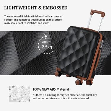 Набір валіз Sea Choice: 5 валіз, 4 колеса, TSA-замок, чорний. Розміри: 55/65/76 см