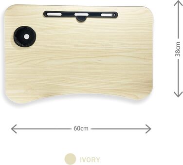 Стіл для ноутбука, піднос для ліжка, складаний портативний стіл для ноутбука, піднос для читання, піднос для сніданку, стіл для ноутбука, тримач для напоїв, піднос для книг, для вітальні, офісу та в дорогу, 60 x 40 см, білий