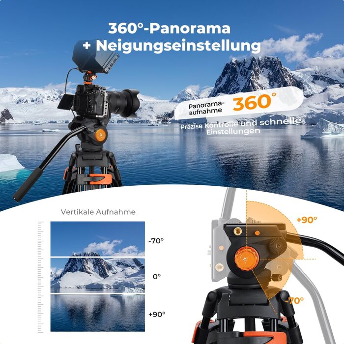 Відеоштатив K&F Concept 202 см з гідравлічною головою та швидкою зміною платформи, посилений тринога для DSLR, відеокамер та дзеркальних камер, навантаження до 8 кг