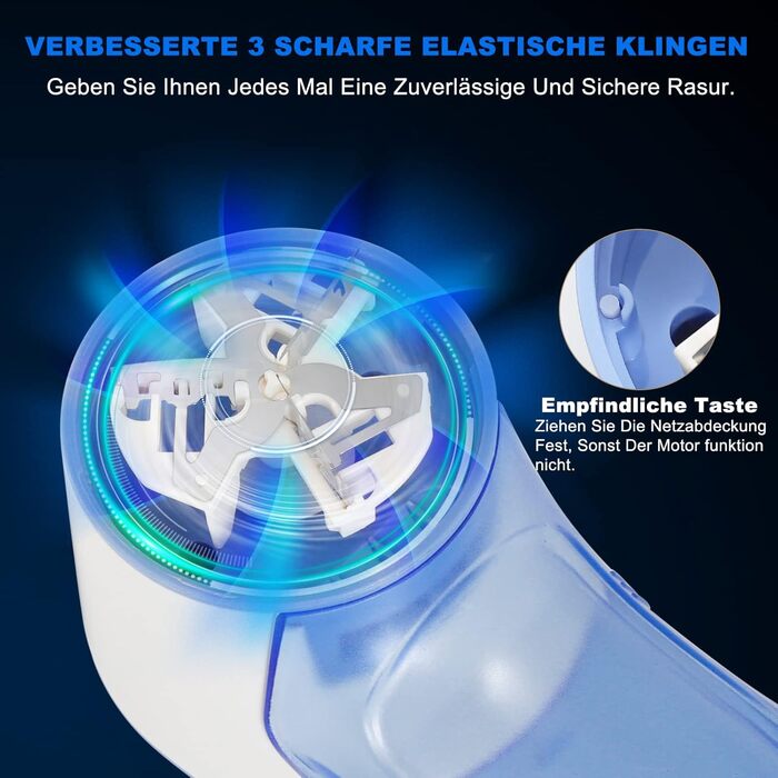 Електричний видалення ворсу Fusselrasierer: портативний пристрій для одягу з USB зарядкою та 1 змінною головкою (блакитний)