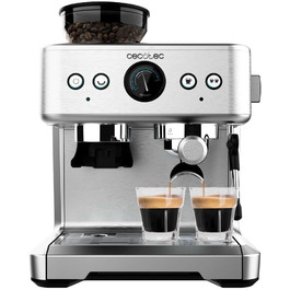 Кавоварка Cecotec Barista Maestro 2250 Вт, 20 бар, з манометром, 2 термоблоки, резервуар для зерен, 20-ступеневе млинок, паровий кран