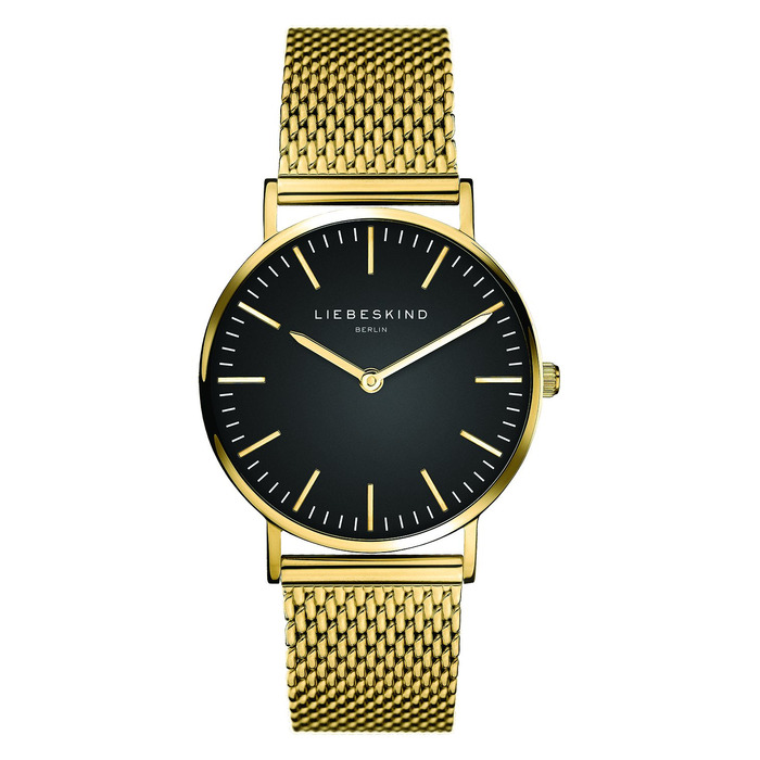Годинник жіночий LIEBESKIND BERLIN – круглий кварцовий годинник 34 мм – сітчасте браслет – водостійкий 5 ATM – сучасний та елегантний – доступний у різних кольорах (золотий / чорний)