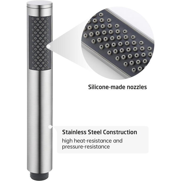 KES Handheld Shower Head Shower Head Bathroom SUS304 Shower Head with Shower Head Holder and Shower Hose Stainless Steel Brushed, LP150-BS