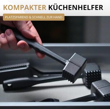 Молоток для м'яса Westmark Robusto Black Edition, алюміній з антипригарним покриттям, 21,5 см, сріблястий