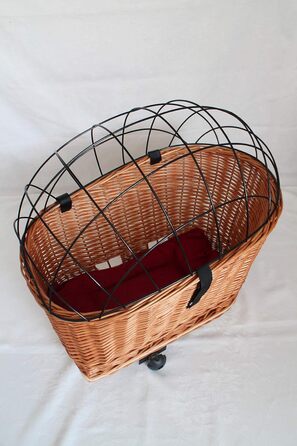 Кошик для велосипеда на багажник для собак, плетіння з лози з металевою сіткою та подушкою, XL або XXL. Кошик для багажника (XXL з подушкою)