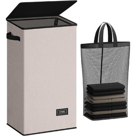 SOLEDI 100L Laundry Basket, Laundry Hamper with Lid and Laundry Bag - Large Laundry Sorter for Bathroom, Bedroom, Laundry Room, Children's Room