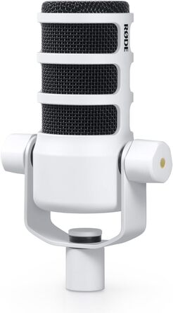 Rode PodMic професійний подкаст-мікрофон білий + Keepdrum MS138 шарнірна стійка біла