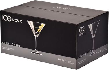 Набір коктейльних склянок Krosno Martini Glass | 6 шт. | 240 мл | Avant Garde | Для дому, ресторанів та свят | Можна мити в посудомийній машині