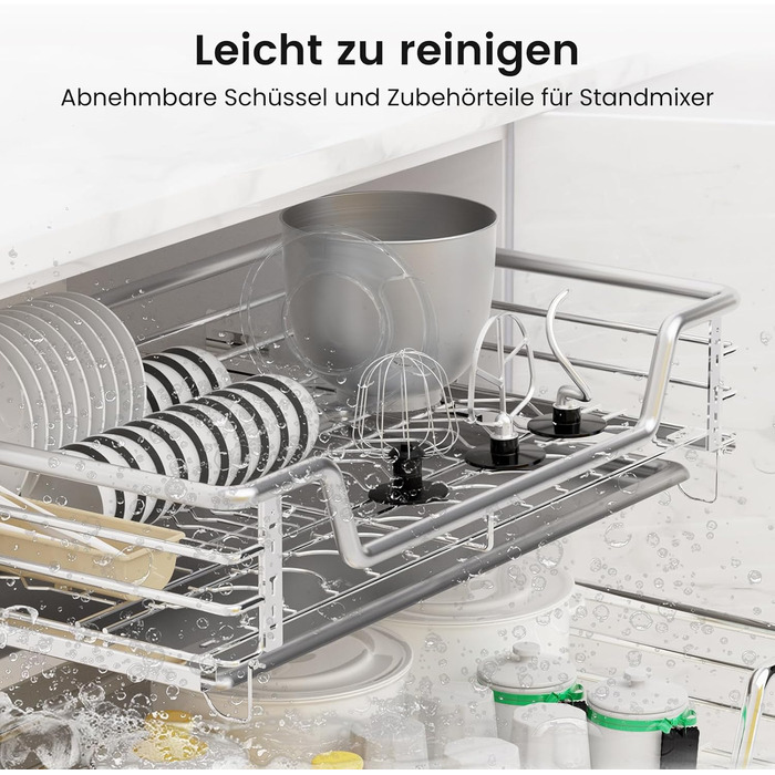 Кухонна машина SUPERLEX 3-в-1: міксер, тістоміс, блендер. 1300W, 5л чаша з нержавіючої сталі, 8 швидкостей, з набором насадок (крюк, вінчик, вінчик для збивання), захист від бризок. Для приготування тіста, випічки та десертів.