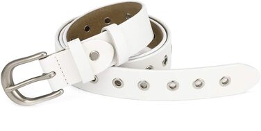 Жіночий шкіряний ремінь з металевою пряжкою для джинсів Dreess, ширина 1.1 см (M: 105 см, підходить для обхвату талії 85-94 см, колір: білий)
