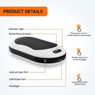 Електричний грілка для рук, 8000mAh, багаторазовий, USB, Powerbank, портативний, для дітей, жінок, чоловіків, найкращий подарунок на зимові свята