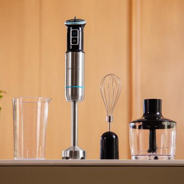 Блендер Cecotec Stabmixer Power TitanBlack 1500 XL PerfectCream з технологією CrossBlades та чорним титановим покриттям, 1100W, 6 насадок