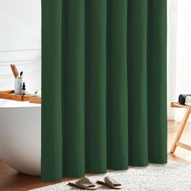 Шторка для душу BTTN, вафельна тканина, 180x200 см, антигрибкова, важка, водонепроникна, з 12 гачками, зелена