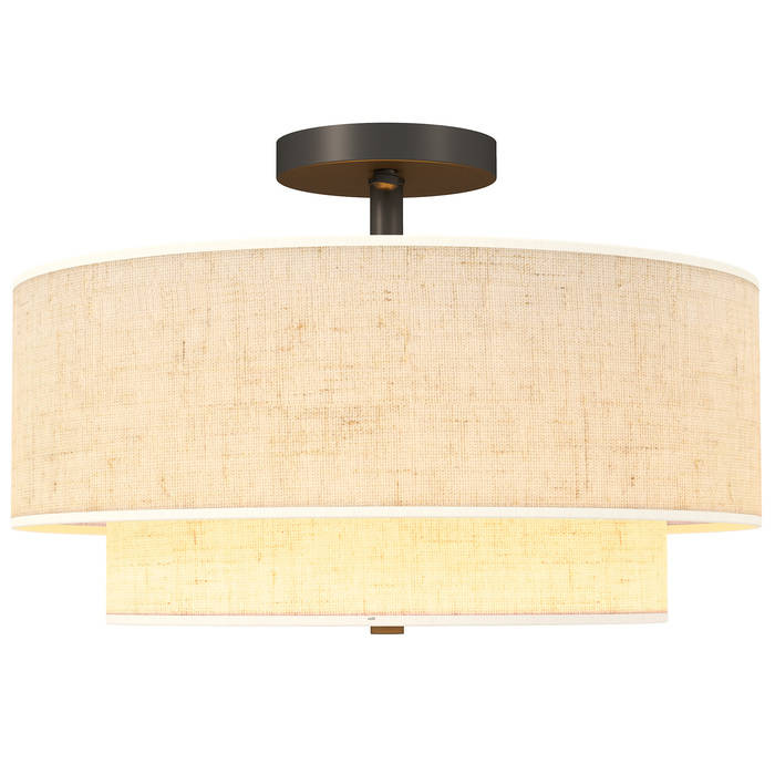HOMCOM Pendant Light with Double Linen-Look Shades, Cream White