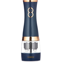 Електричні мельниці для солі та перцю Tower, працюють від батарейок, з регульованими керамічними жорнами, рожеві та рожево-золоті, T847004PNK (Темно-синій)
