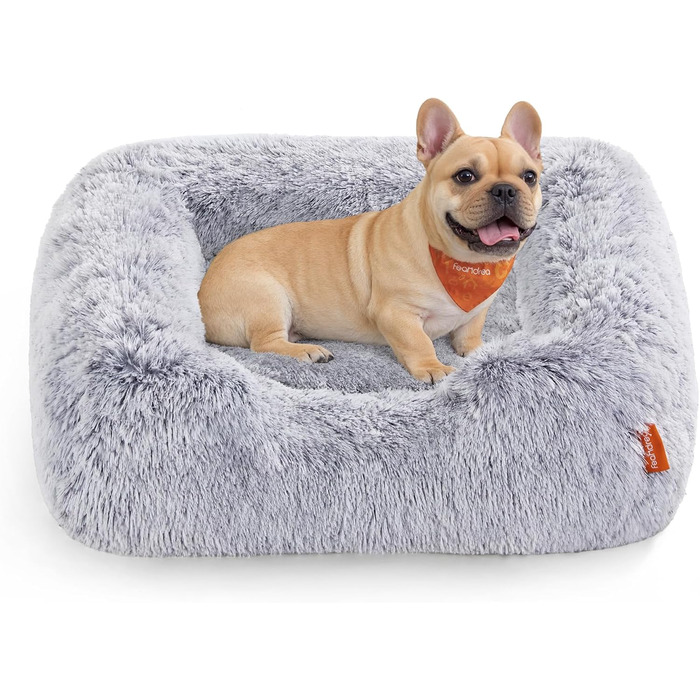 Крісло-ліжко для собак Feandrea, 71x55x18 см, м'яке, з піднятими бортиками, знімний чохол, антиковзаюче, Ombré сірий PGW271G01 M