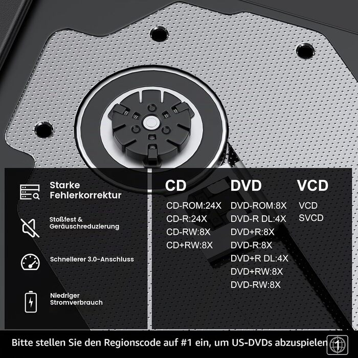 Зовнішній DVD-привід BENEWY USB 3.0 та USB-C, CD/DVD гравер для ноутбука та ПК (Windows, macOS, Linux)