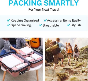 Органайзери для валізи Gonex (6 шт) - набір кубиків для пакування, зелені/рожеві