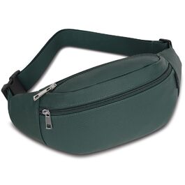Поясна сумка на пояс для чоловіків та жінок з PU шкіри, спортивна сумка через плече, сумка на стегно для подорожей, хайкінгу, дресирування собак та активного відпочинку (Зелена)