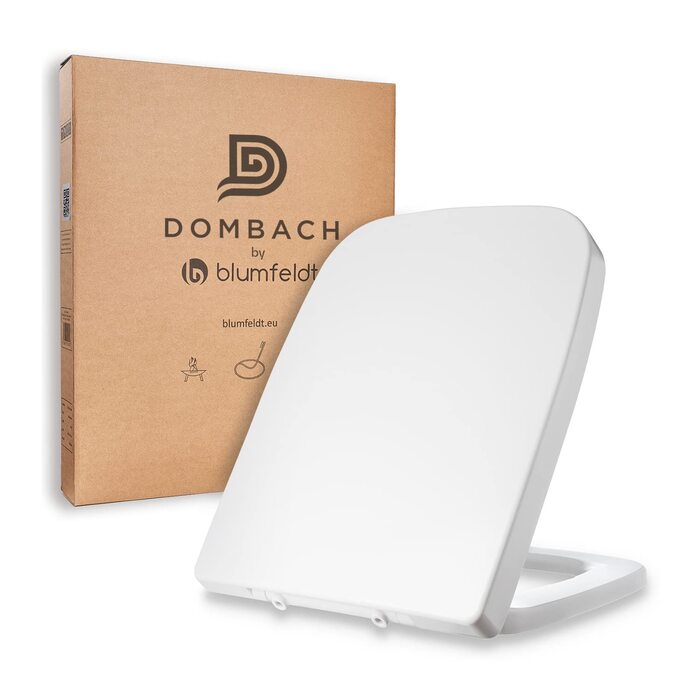 Преміум сидіння для унітаза DOMBACH з мікроліфтом (м'яке закриття), D-подібна форма (прямокутна Lamera), білий колір, знімний