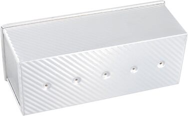 FUNSUEI Toast Bread Baking Pan 1kg, Bread Baking Pan with Lid, Loaf Pan for Toast and Cakes, Silver, 34 x 13.5 x 12 cm