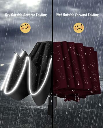 Чакіпі Регульований парасолька великого розміру, стійкий до сильного вітру, з відбиваючим покриттям, для чоловіків та жінок – автоматичний парасолька-тростина, компактний, для подорожей, чорний, покриття 210T, діаметр 106 см