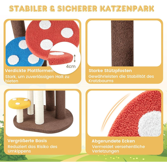 Дерев'яний кігтечка для котів Costway з печерками та ігровим м'ячиком, 60x65x94 см