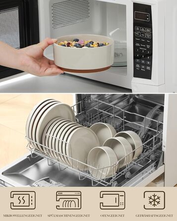 MALACASA Набір посуду з каменю 6 осіб, 18 предметів: тарілки, миски, керамічний сервіз з глазур'ю 