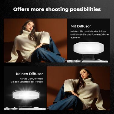 K&F CONCEPT GN12 Mini Flash - Світловий спалах для камери, 2000mAh, 8 режимів, сумісний з Nikon, Canon, Fuji, Panasonic