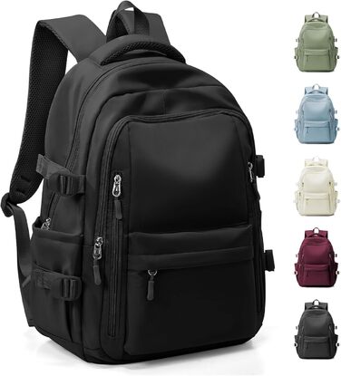 Шкільний рюкзак HYC00 для дівчаток та хлопчиків-підлітків, водонепроникний, для ноутбука 14 дюймів, casual, для подорожей та навчання, кольори: M4-зелений, M1-чорний