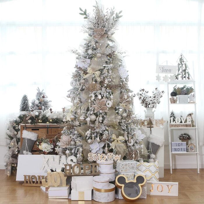 Набір прикрас для ялинки Sea Team 77 шт., міцні кулі, новорічні орнаменти, з подарунковою упаковкою (шампань)