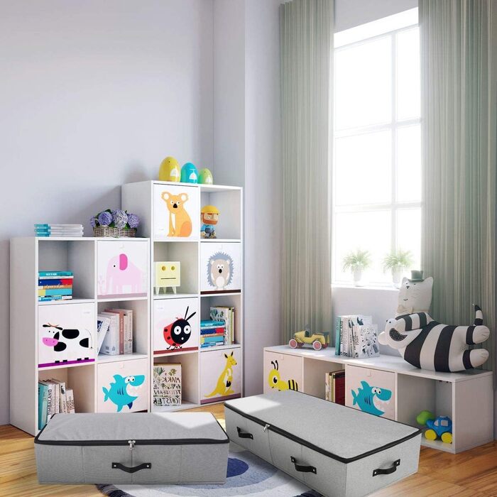 Складана коробка для зберігання під ліжком, 90x42x18 см, чорно-сіра. Органайзер для ковдр, одягу, постільної білизни. Підходить для спальні та шафи.