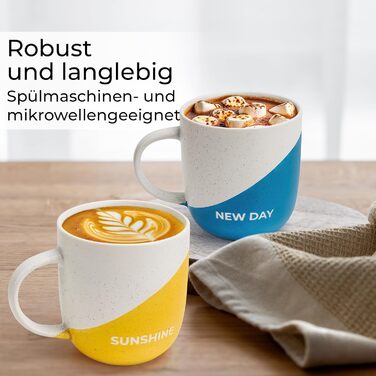 Набір кавових чашок Miamio 4 шт. по 300 мл з приколами. Подарунок для мами, тата, друзів, сім'ї. Безпечно для мікрохвильовки та посудомийної машини (Дизайн A)