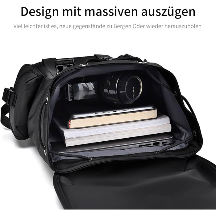 Чоловічий та жіночий рюкзак Vintage 17.3 дюйми, водонепроникний, для ноутбука, школи, подорожей, чорний