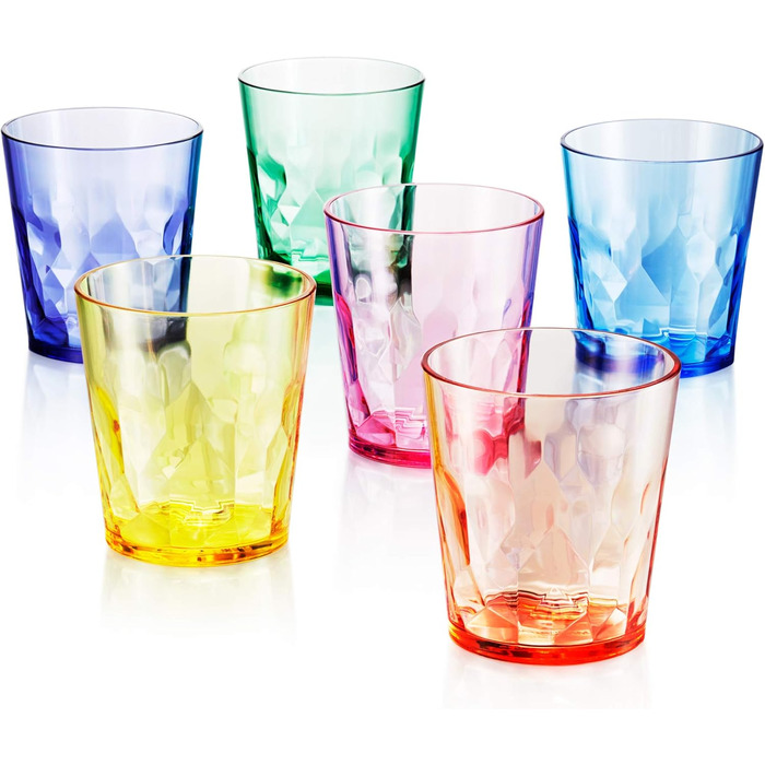 SCANDINOVIA - 400ml Unbreakable Premium Drinking Glasses - Set of 6 - Tritan Plastic Beakers - BPA Free - Dishwasher Safe - Stackable